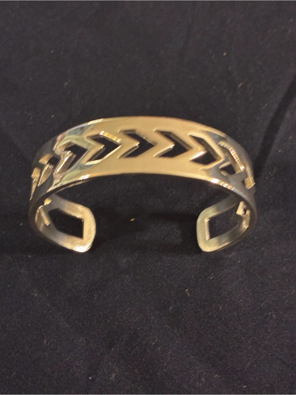 Polished Silver-Tone Arrow Cutout Cuff Bracelet
